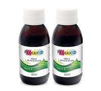 PEDIAKID - Toux Sèche & Grasse - Formule exclusive au sirop d'Agave - Calme la toux - Soulage l'irritation de la gorge - Thym, Plantain, Lierre, Hélichryse - Arôme naturel Citron - 2 flacons de 125 ml