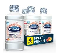 Pedialyte Eau électrolyte sans sucre | Hydratation avec électrolytes clés | Excellente hydratation faible en calories | Punch aux fruits, 1 litre, lot de 4