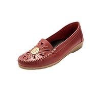 Pediconfort - Mocassin Fantaisie ajouré Grande Largeur - Femme - Taille : 37 - Couleur : Bordeaux