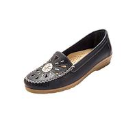 Pediconfort - Mocassin Fantaisie ajouré Grande Largeur - Femme - Taille : 39 - Couleur : Bleu