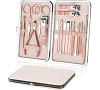 Pedicure Manicure Kit,18pcs Professional Nail Clippers Set,Stainless Steel Cuticle Cutter,Pedicure Manicure Kit With Travel Box And Exquisite Home (Rose Gold)