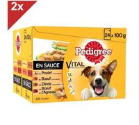 PEDIGREE 48 Sachets fraîcheur en sauce 4 variétés pour chien 100g (2x24)
