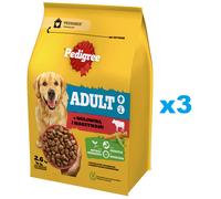 PEDIGREE Adult 3x2,6 kg avec bœuf et légumes aliment complet sec pour chiens adultes de grande et moyenne taille