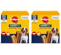 Pedigree DENTASTIX 56 Bâtonnets à Mâcher pour Moyen Chien 10-25kg, 8 Sachets de 7, Saveur Poulet et Bœuf, Détartrage Dentaire Chien, Soins Dentaires pour Chien (Lot de 2)