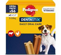 Pedigree Dentastix 56 bâtonnets à mâcher pour petits chiens, 5-10 kg, 8 sachets de 7, saveur poulet et bœuf, détartrage dentaire pour chiens, soins dentaires pour chiens