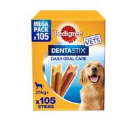 Pedigree DentaStix Daily Dental Chews Friandises pour Chiens Grand Chien 25 kg + 105 bâtonnets