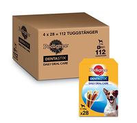 Pedigree DentaStix Daily Oral Care snack de soins dentaires pour petits chiens - friandises pour chiens au goût de poulet et de bœuf pour tous les jours - 112 bâtonnets (4 x 28 pièces)