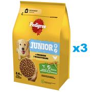 PEDIGREE Junior 3x2,6 kg avec volaille et légumes aliment complet sec pour chiens de grande et moyenne taille en pleine croissance