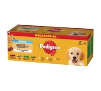 PEDIGREE Junior Choix de Saveurs avec riz sachets 40x100 g nourriture humide complète pour chiots morceaux avec un mélange de bœuf et de foie et riz, avec poulet et riz, avec un mélange d'agneau et de