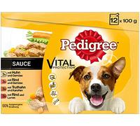 Pedigree Nourriture humide pour chien adulte en sauce, 12 sachets (12 x 100 g)