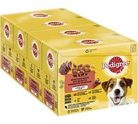 PEDIGREE Repas pour Chien - 48 Sachets Fraîcheur (Lot de 4 Packs 12x100g) - Pâtée pour Chien en Gelée - Boeuf / Volaille / Agneau / Poulet - Nourriture Complète & Equilibrée avec Ingrédients Naturels