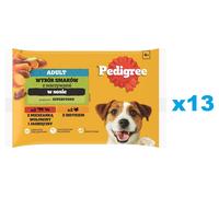 PEDIGREE Sélection de saveurs en sauce 52x100g nourriture humide pour chiens adultes bœuf et agneau, dinde et carottes