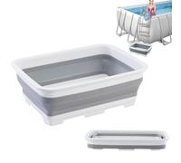 Pediluve Piscine, Bassine Pied, Bassine Pour Bain De Pieds Pliable AntidéRapant, Accessoires Pour Piscine, 37x27x11.8cm, Pour éChelles Piscines, Rincez Vos Pieds, Garde La Piscine Propre (Blanc)