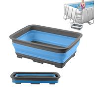 Pediluve Piscine, Bassine Pied, Bassine Pour Bain De Pieds Pliable AntidéRapant, Accessoires Pour Piscine, 37x27x11.8cm, Pour éChelles Piscines, Rincez Vos Pieds, Garde La Piscine Propre (bleu)