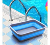 Pediluve Piscine, Bassine Pied,Bassine Pour Bain De Pieds Pliable Antidérapant,Accessoires Pour Piscine,Bassine Pour Bain De Pieds Portable Antidérapant,Pour échelles Piscines,37x29x19cm (Bleu)