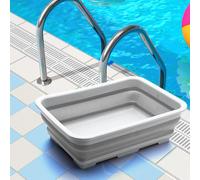 Pediluve Piscine, Bassine Pied,Bassine Pour Bain De Pieds Pliable Antidérapant,Accessoires Pour Piscine,Bassine Pour Bain De Pieds Portable Antidérapant,Pour échelles Piscines,37x29x19cm (Gris)