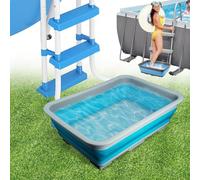 Pediluve Piscine, Bassine Pied, Bassine Pour Bain De Pieds Pliable AntidéRapant, Accessoires Pour Piscine, 37x27x11.8cm, Pour éChelles Piscines, Rincez Vos Pieds, Garde La Piscine Propre. (bleu)