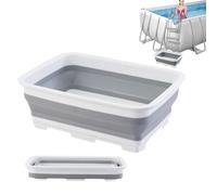 Pediluve Piscine, Bassine Pied, Bassine Pour Bain De Pieds Pliable AntidéRapant, Accessoires Pour Piscine, 37x27x11.8cm, Pour éChelles Piscines, Rincez Vos Pieds, Garde La Piscine Propre (Blanc)