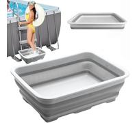 Pediluve Piscine,Bassine Pied,Bassine Pour Bain De Pieds Pliable Antidérapant,Accessoires Pour Piscine,37x27x11.8cm,Pour Rince Pied Piscine,Rincez Vos Pieds,Garde La Piscine Propre (1, Gris)