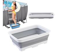 Pediluve Piscine, Bassine Pied, Bassine Pour Bain De Pieds Pliable AntidéRapant, Accessoires Pour Piscine, 37x27x11.8cm, Pour éChelles Piscines, Rincez Vos Pieds, Garde La Piscine Propre. (Blanc)