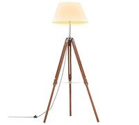 pedkit Lampadaire à Trépied Lampadaire sur Pied en Bois Lampe de Salon Hauteur Réglable Marron Miel et Blanc 141 cm