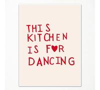 Pedkvtmewo Toile murale mignonne pour cuisine, poster esthétique minimaliste cœur rouge, citations amusantes, décoration « This is for dance » - 30,5 x 40,6 cm - Sans cadre