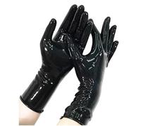 PEDLGUMEROIDO Gants courts en latex de 0,4 mm d'épaisseur avec bords roulés, Noir , XL