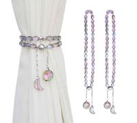 PEDOBO Lot de 2 embrasses magnétiques de Rideaux avec Perles de Cristal - Pendentifs en Forme de Soleil et de Lune - pour fenêtre, Maison, Bureau (Violet)