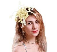 Pedometer Clip Fascinateurs pour femmes, chapeaux de fête de thé, couvre-chef de mariage, couvre-chef de mariée, bandeau de course pour femme (beige, taille unique)