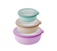 Pedrini 04GD207 Lot de 3 bols hermétiques avec couvercle pour réfrigérateur micro-ondes Freezer Lunchbox, couleurs assorties, basses, plastique