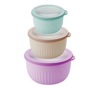 Pedrini 04GD208 Lot de 3 bols hermétiques avec couvercle pour réfrigérateur micro-ondes Freezer Lunchbox, couleurs assorties, hautes, plastique
