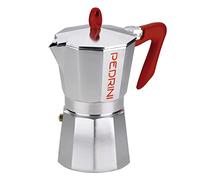 Pedrini 9081 Cafetière italienne, 1 tasse 6 tasses argent/rouge