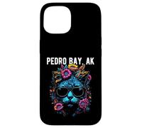 Pedro Bay Alaska Chat Portant des Lunettes de Soleil et des Fleurs Coque pour iPhone 15