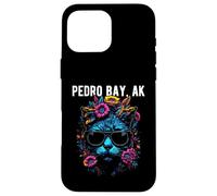 Pedro Bay Alaska Chat Portant des Lunettes de Soleil et des Fleurs Coque pour iPhone 16 Pro Max