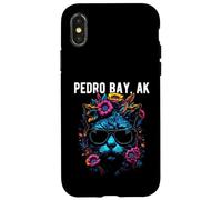 Pedro Bay Alaska Chat Portant des Lunettes de Soleil et des Fleurs Coque pour iPhone X/XS