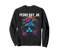 Pedro Bay Alaska Chat Portant des Lunettes de Soleil et des Fleurs Sweatshirt