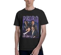 Pedro Pascal T-shirt d'été en coton pour homme Col rond Manches courtes, Acteur_4, M