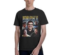 Pedro Pascal T-shirt d'été en coton pour homme Col rond Manches courtes, Acteur_6, M