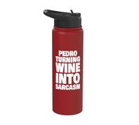 Pedro Transformer le vin en sarcasme drôle Pedro Nom Stainless Steel Insulated Water Bottle