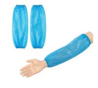 Pedsox, Lot de 100 Manchettes Jetables en Polyéthylène, Résistantes et Imperméables, Double Élastique, Idéales pour le Travail et la Maison, 16x40 cm, Bleu Clair