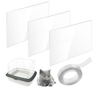 Pee Shields Lot de 3 bacs à litière pour chat 30 x 40 cm - Protection anti-éclaboussures pour litière avec 1 rouleau de ruban nano - Accessoire pour chaton - Paravent - Dessus ouvert - Litière pour
