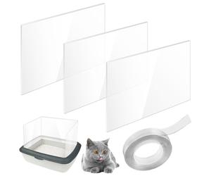 Pee Shields Lot de 3 bacs à litière pour chat 30 x 40 cm : protection anti-éclaboussures pour litière pour chat avec 1 rouleau de ruban nano - Boîtier de litière pour chat - Accessoire pour chaton