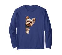 Peek-a-Yorkshire Terrier, chiot mignon qui regarde autour du coin Manche Longue