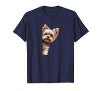 Peek-a-Yorkshire Terrier, chiot mignon qui regarde autour du coin T-Shirt