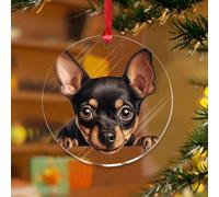 Peeking - Décoration de sapin de Noël miniature - Décoration abstraite pour animal de compagnie - Décoration ronde - Disque acrylique transparent - Art 3D - Portrait d'animal domestique - Souvenir
