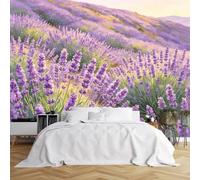 Peel And Stick Wall Mural, 3D Panoramic Watercolour Lavender Field Landscape Wallpaper 200X140Cm(Wxh) Removable Self-Adhesive Large Nature Wall Mural For Bedroom Living Room Home Decor Lavender Field
