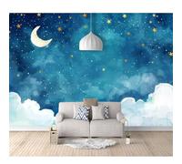 Peel and Stick Wallpaper - Fantasy clouds, stars, moons Waterproof Wall Decor for Diy Enthusiasts - Multiple Sizes & Custom Options Pvc Material Durability for Living Rooms, Kitchens, Bathrooms