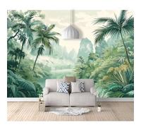 Peel and Stick Wallpaper - Tropical rainforest, palm trees, plants, green landscape Waterproof Wall Decor Multiple Sizes & Custom Options Durability for Living Rooms, Kitchens, Bathrooms
