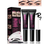 Peel Off Lot De 2 Gels De Coloration Pour Sourcils Waterproof - Cire Transparente Et Longue Durée - Gel Naturel De Tatouage - Jusqu'à 3 Jours - Avec Pochoir À Sourcils Et Pinceau - 02#