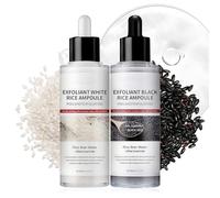 Peel Shot Glow Rice Ampoule Duo, Exfoliant Visage, Black and White Rice Exfoliante, Peeling Visage Nettoyage Profond des Pores et Points Noirs pour Toutes les Peaux, 2 * 80ML
